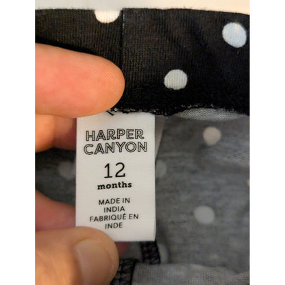 Harper Canyon Baby Black White Polka Dot Ribbed Knit Leggings Size 12 Months