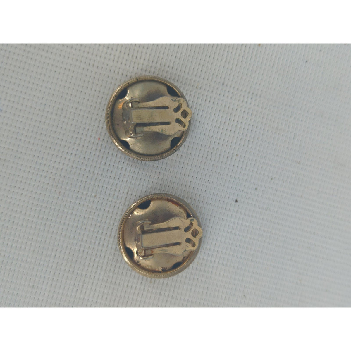 Vintage Mid-Century Gold-Tone Textured Dotted Button Clip-On Earrings Brilliant