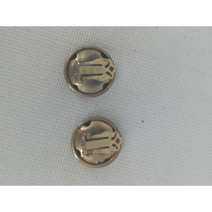Vintage Mid-Century Gold-Tone Textured Dotted Button Clip-On Earrings Brilliant