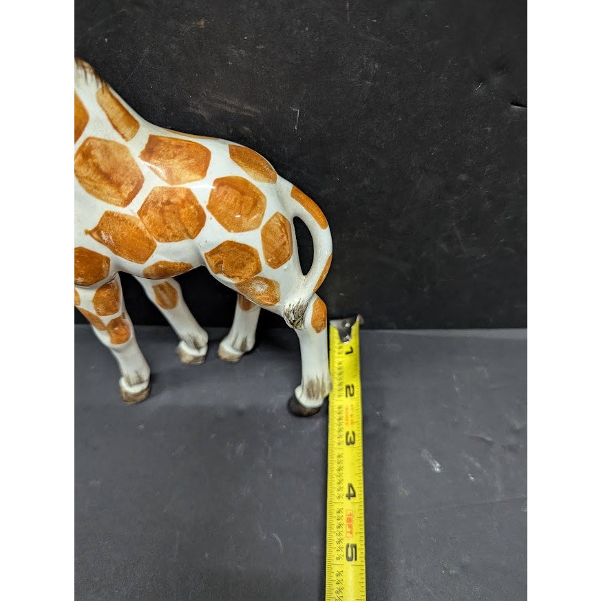 Vintage Porcelain Giraffe Figurine Handpaint Japan 11" Tall White Orange Animal
