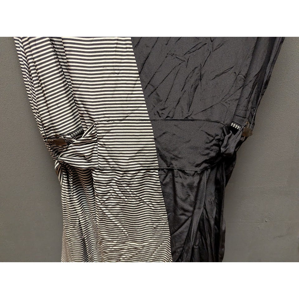 Akris NWT Two-Tone Mixed Media Stripe Sleeveless Midi Dress Size 14 NEW
