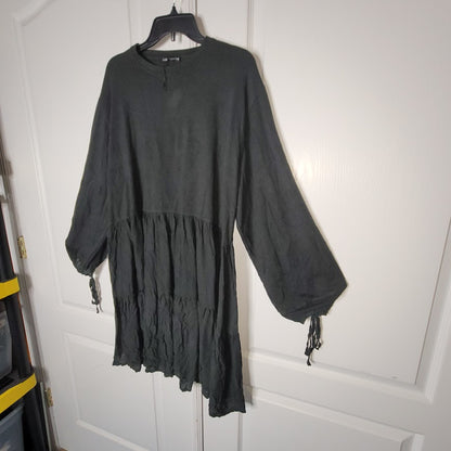 Zara Black Babydoll Tiered Long Sleeved Dress Size Large