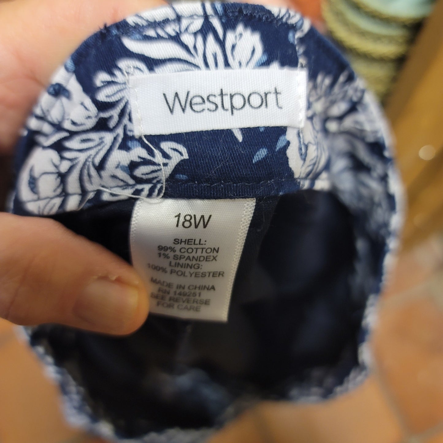 Westport Floral blue white womens size 18W skort Casual summer Pockets