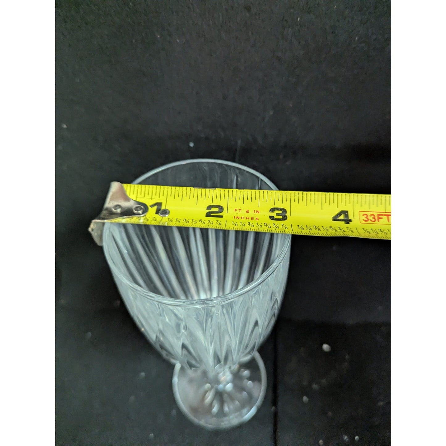 Vintage Clear Crystal Cut Tulip Stemmed Wine Glasses - Set of 7