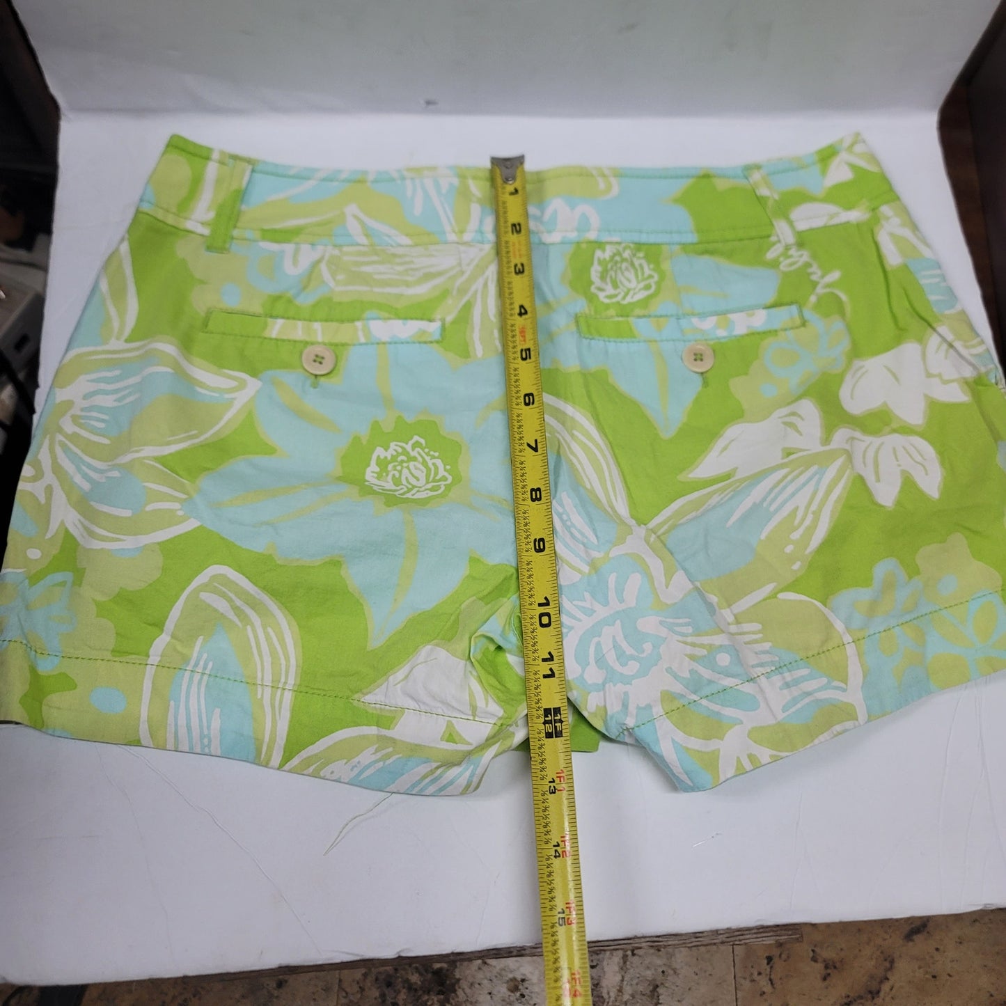 LILLY PULITZER Jubilee 50th Anniversary Shorts Green Blue Floral Size 6