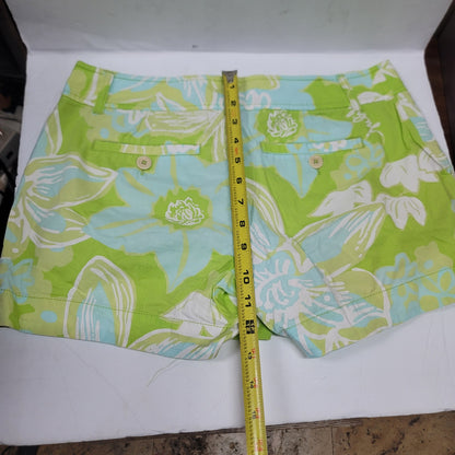 LILLY PULITZER Jubilee 50th Anniversary Shorts Green Blue Floral Size 6