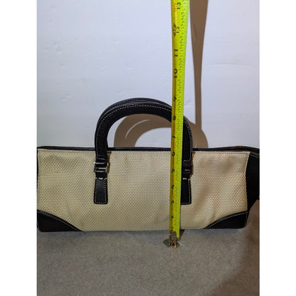 Antonio Melani Navy Blue Mesh Long Satchel Handbag Ivory Two Tone Retro
