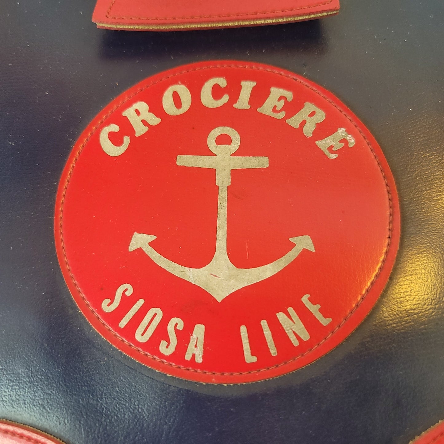 Vintage Crociere Siosa Line bag travel red blue cruise tote purse metal zippers
