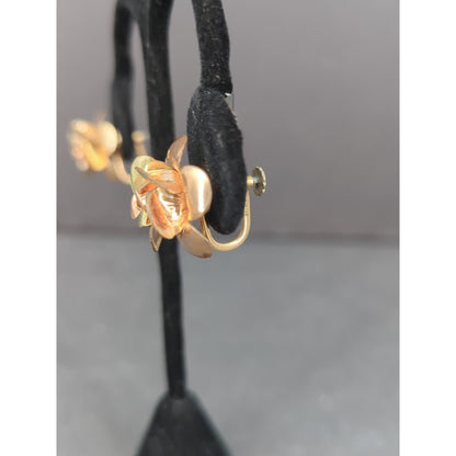Vintage 1960s Krementz Gold Overlay Faux Pearl Screw Back Earrings Classy