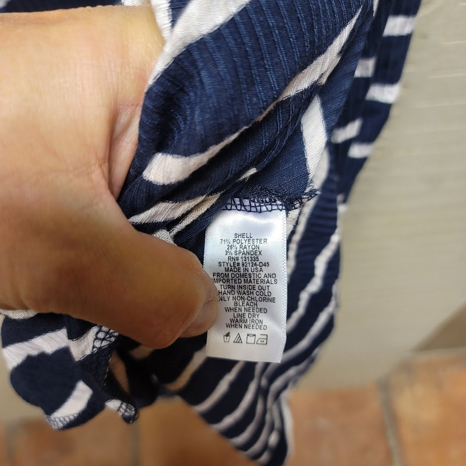Socialite Cowl Neck Swing Dress Blue White Striped Pockets Size XS NEW Casual