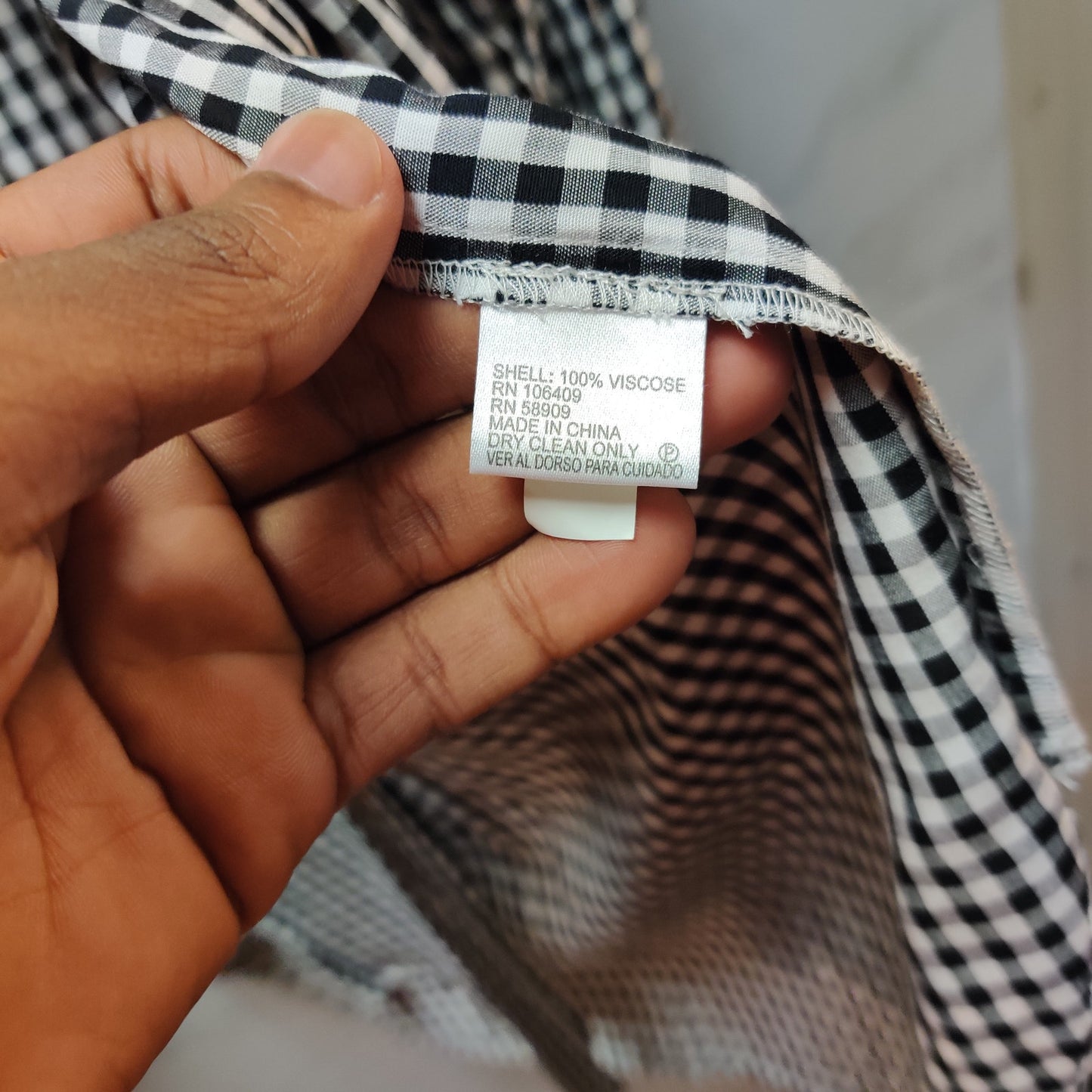 Cremieux Gingham Button Up Shirt Extra Small Black White Long Sleeve Blouse XS