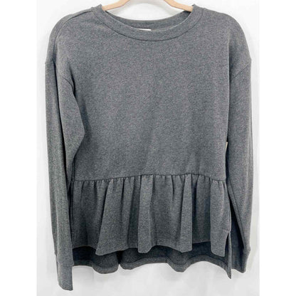 14th & Union Women's Top medium Charcoal Heather Gray NEW Peplum Hem casual soft
