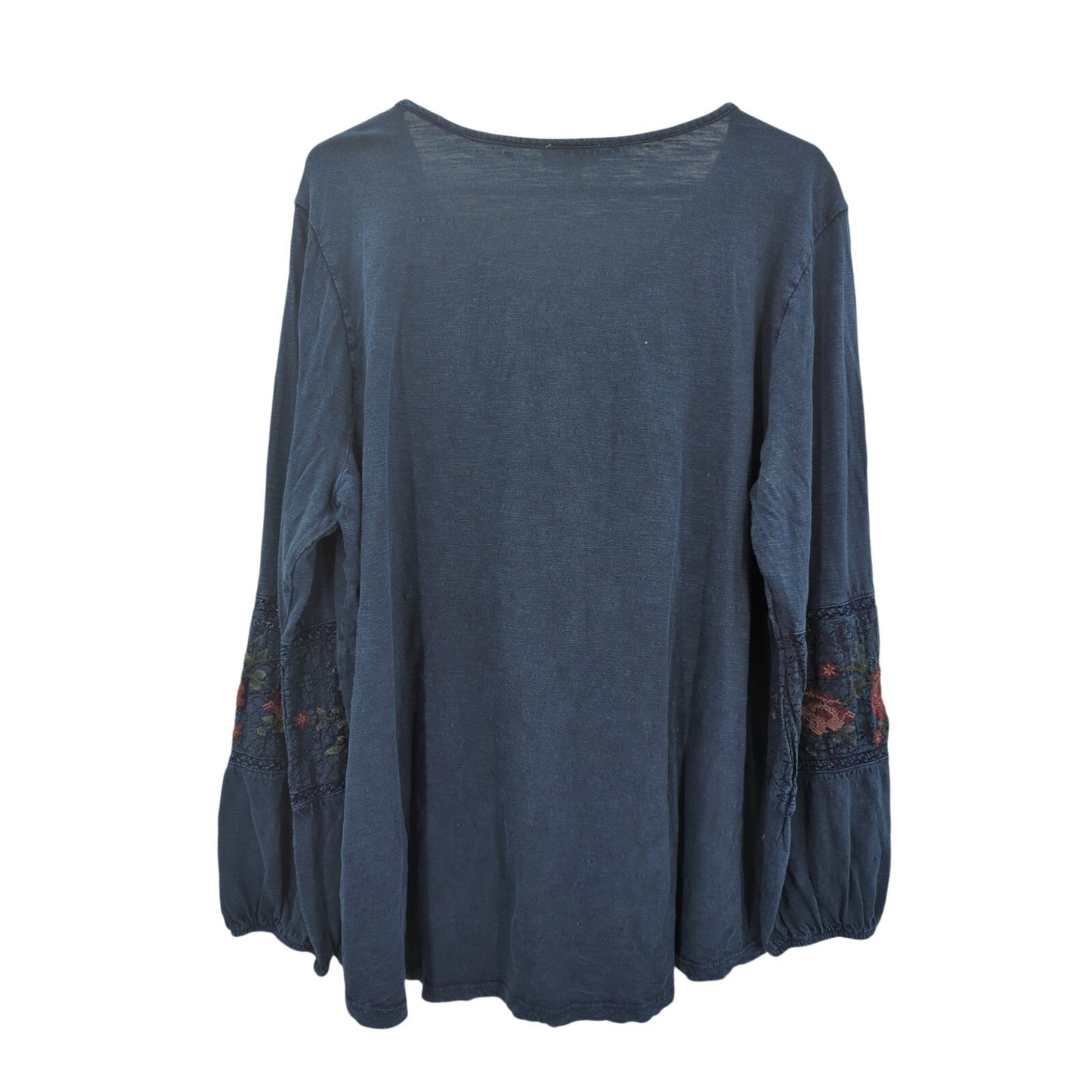 Style & Co Blue Embroidery Boho Blouse Size 1X