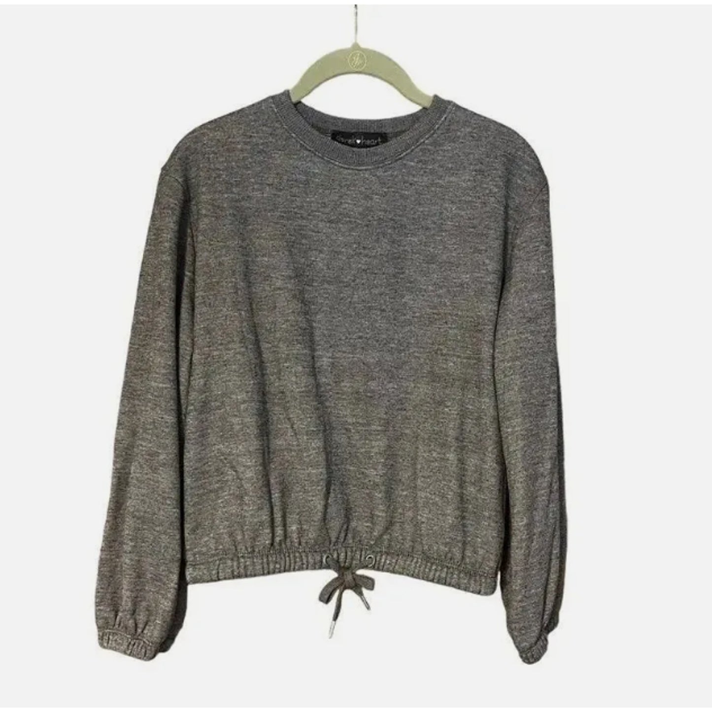 Derek Heart Heather Charcoal Gray Pullover Drawstring Waist Sweatshirt MEDIUM