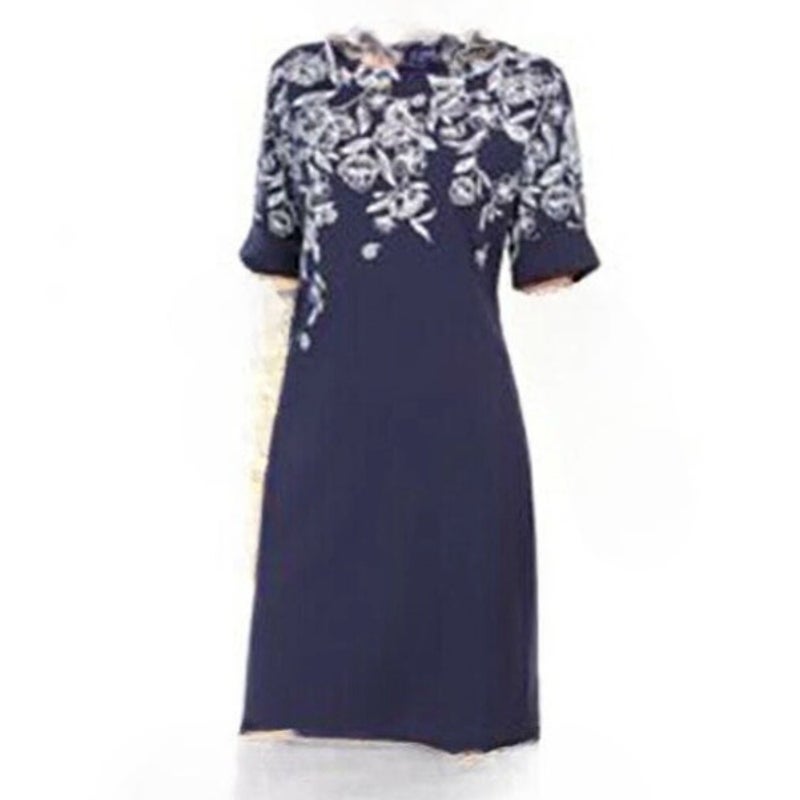 Karen Scott Summer Floral Boat-Neck Mini Dress Half Sleeve Blue Small NEW casual