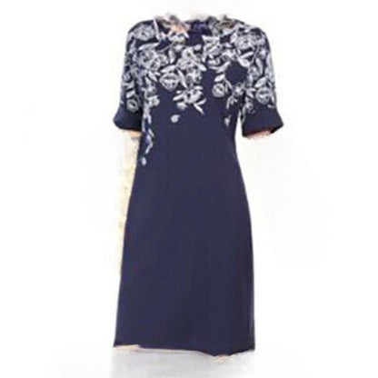 Karen Scott Summer Floral Boat-Neck Mini Dress Half Sleeve Blue Small NEW casual