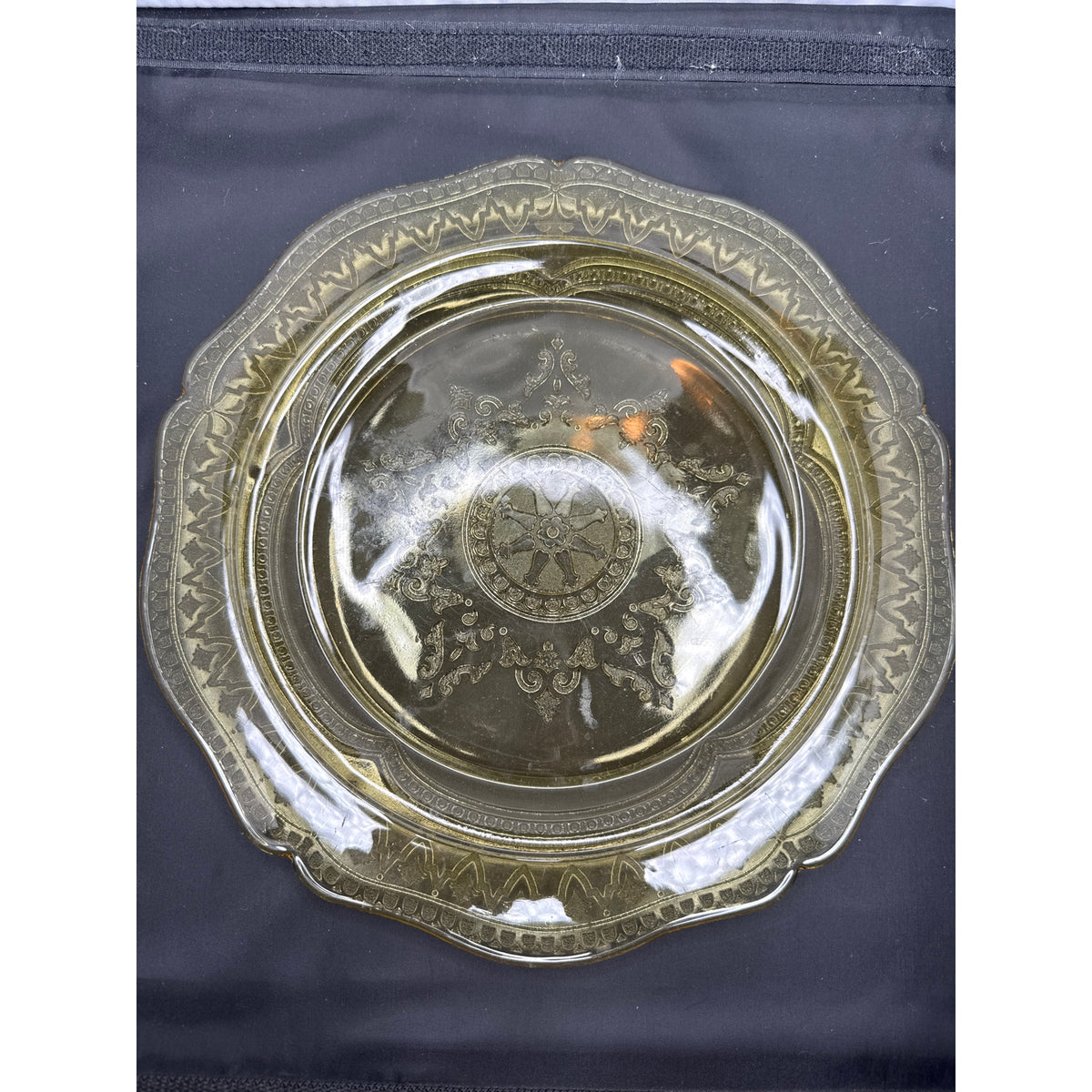 Vintage Federal Glass Patrician Amber Dinner Plate 11" Spoke Pattern Depression