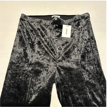 Good american black velvet pants STRAIGHT LEG SIDE ZIP GDPCV79 size 5 / XL