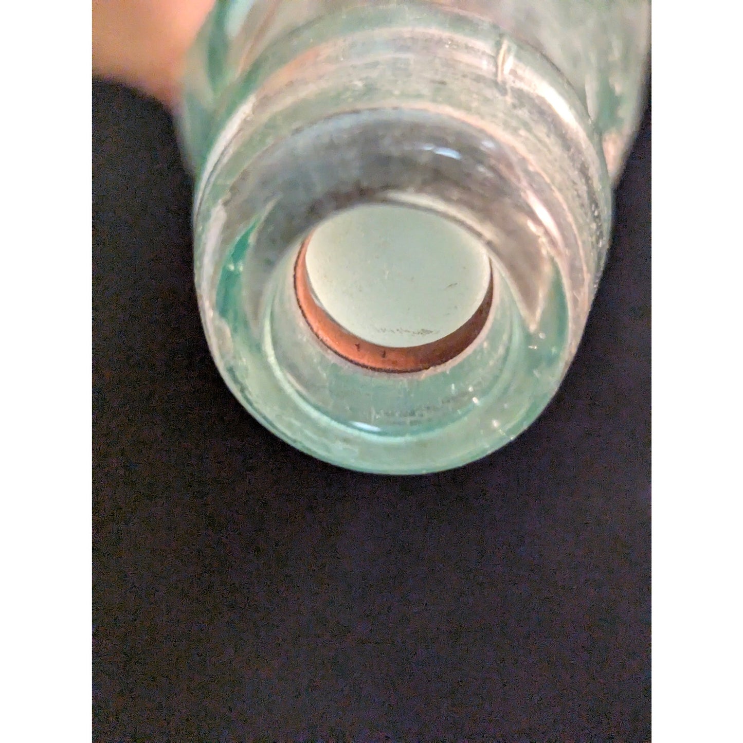 Antique Codd Neck Glass Soda Bottle Aqua Embossed Star Marble Stopper