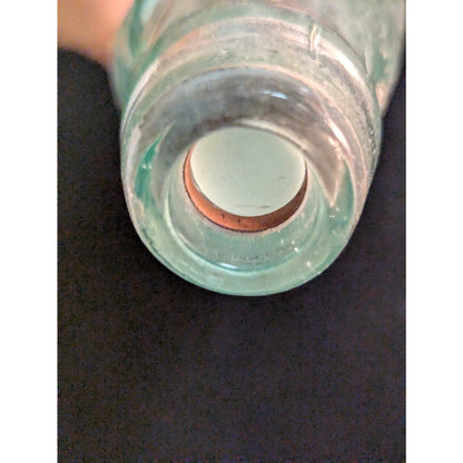 Antique Codd Neck Glass Soda Bottle Aqua Embossed Star Marble Stopper