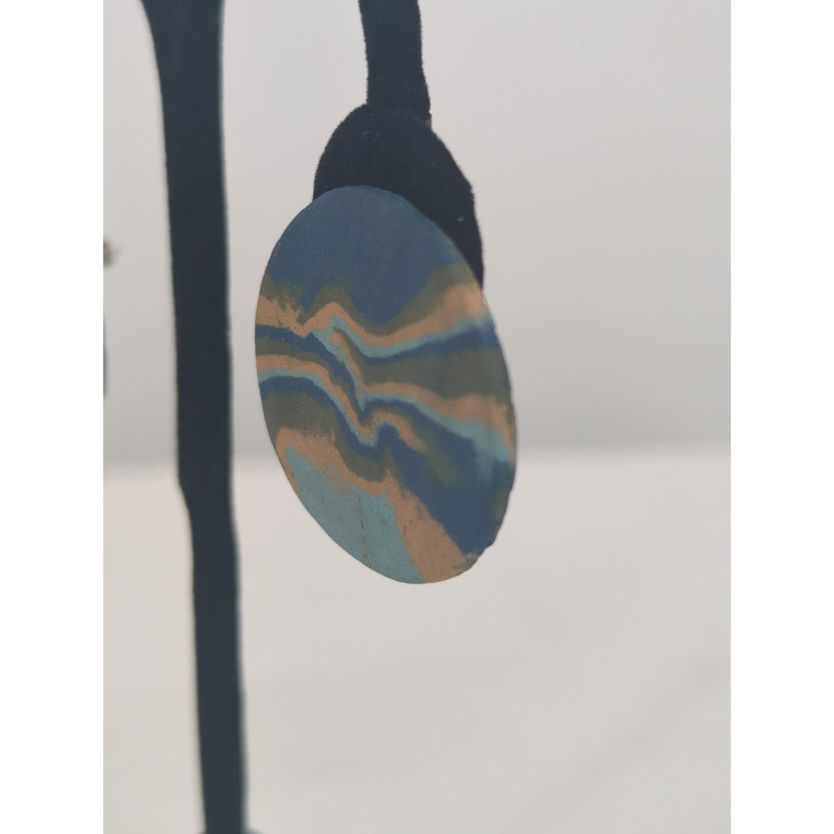 Vintage Mid-Century Modern Swirl Pattern Disc Post Earrings Retro Abstract Find