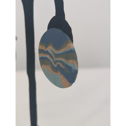 Vintage Mid-Century Modern Swirl Pattern Disc Post Earrings Retro Abstract Find
