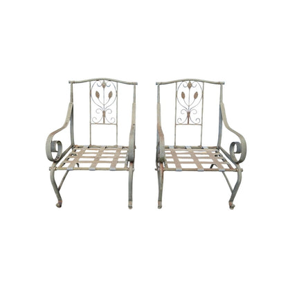 SECONDHAND SANDIES: Pair of outdoor metal chairs with cushions