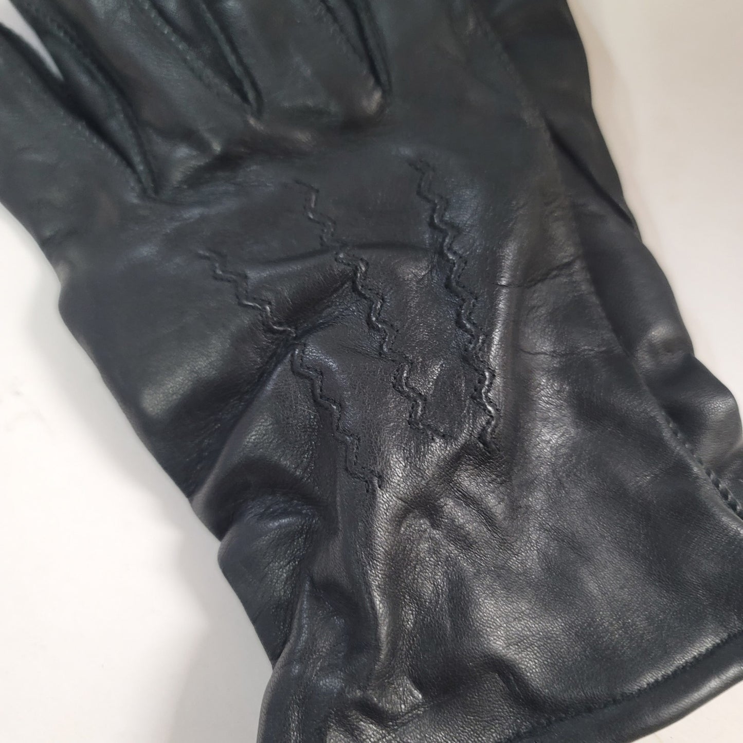Fownes Black Leather Gloves Small Leather Wool Blend lined NEW