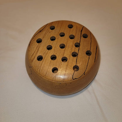 Handmade Round Spalted Wood flower box potpourri Lid bowl footed FROG Pomander