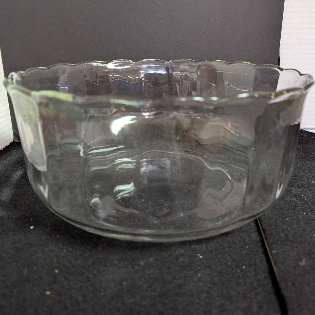 Vintage Clear Glass Scalloped Rim Serving Bowl 10" Large Salad Fruit