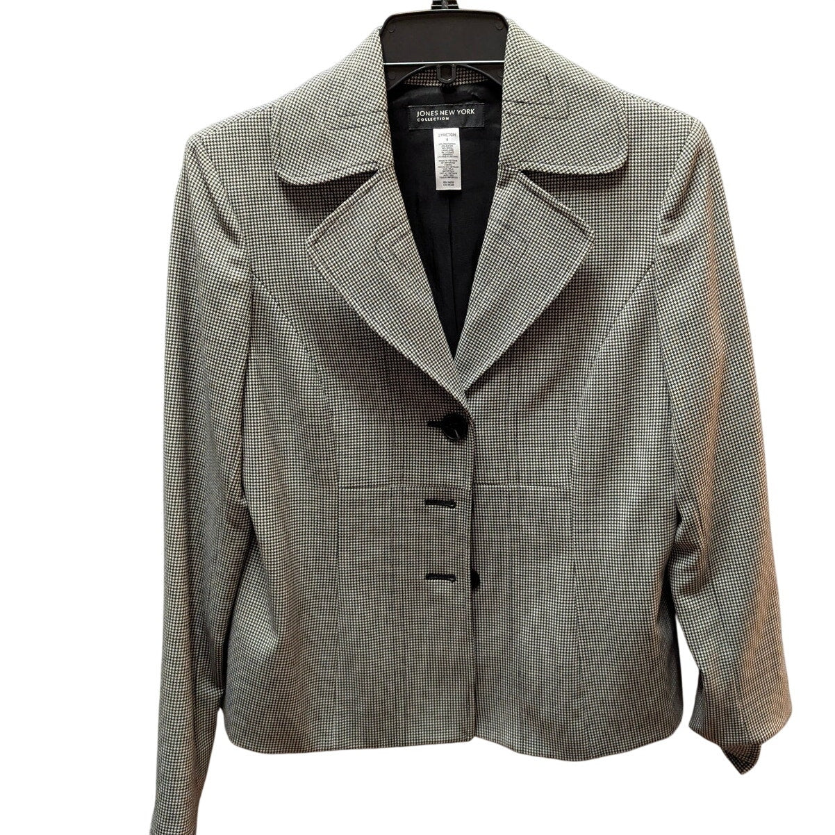 Jones New York Collection Houndstooth Blazer Stretch Size 4 Core Workwear Jacket