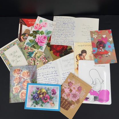 Vintage greeting Cards LOT ephemera Used 1970's GREAT Graphics Scrapbooking