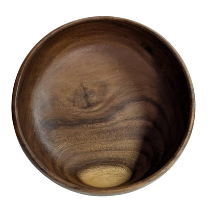 Acacia Large 11" Wood Round Bowl Centerpiece Serving MCM Gorgeous two tone Grain