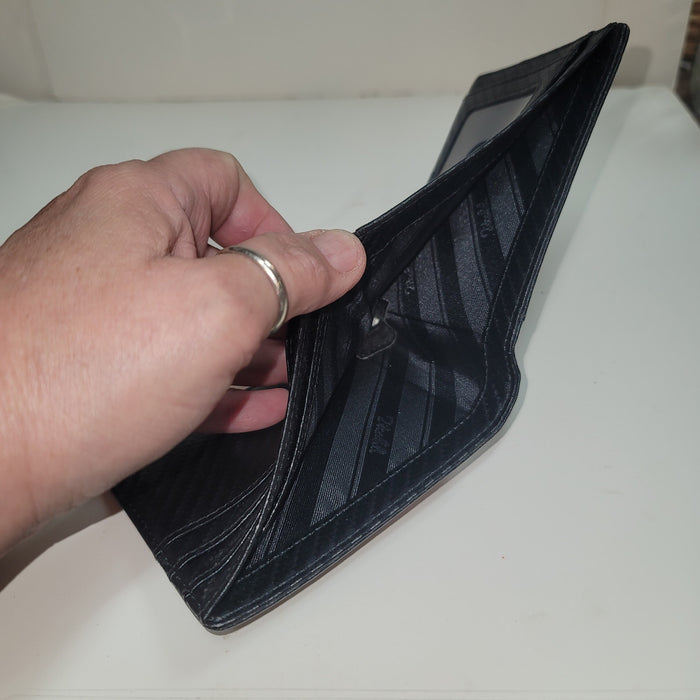 Zitahli black woven bifold wallet minimalist RFID lightweight