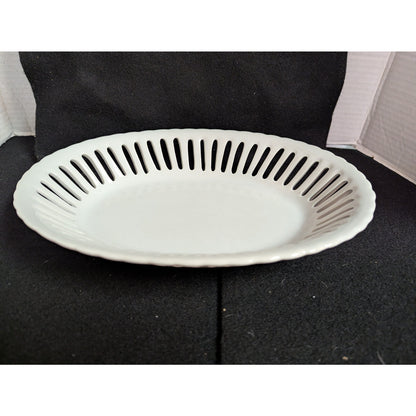 Godinger Antique Reflections White Ceramic Reticulated Oval Platter
