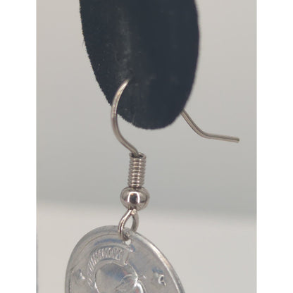 Vintage Silver Tone Coin Dangle Earrings Boho Chic Statement Jewelry