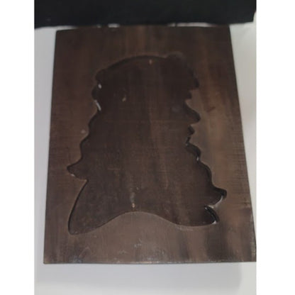 Japanese Ainu Clan Leader Man Wood Carving Wall Plaque Decor Hokkaido Kuril