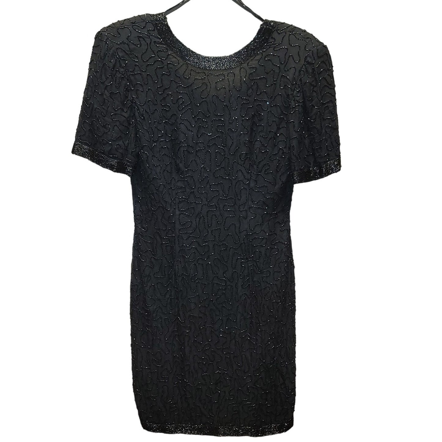 Stenay Vintage 80s Silk Sequin Beaded Knee High 6 Dress Classic Black  Cocktail
