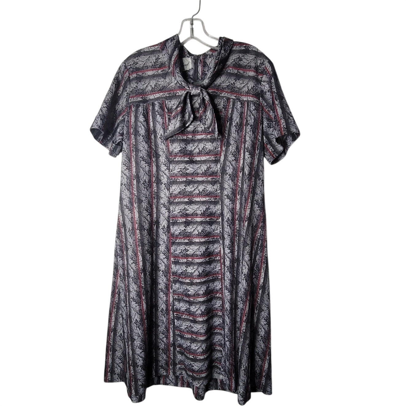 Stylecraft Vintage 70s Tie Neck A-Line Dress Made in Australia Size 14 Plus