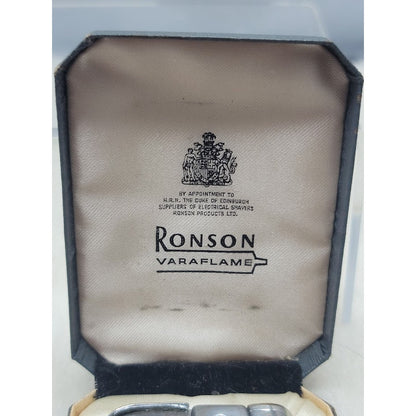 Vintage Ronson Varaflame Butane Lighter Silver Engraved Mid-Century Modern Box