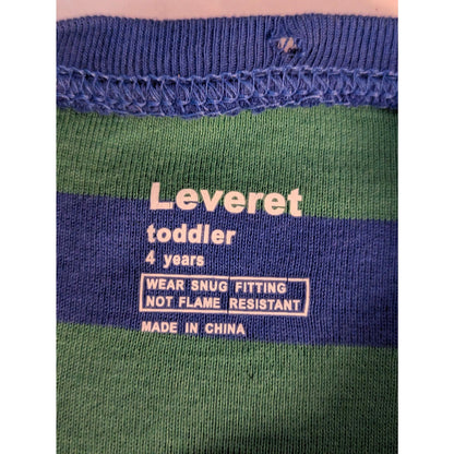 Leveret Toddler Green Blue Striped Long Sleeve Shirt Size 4 NWT