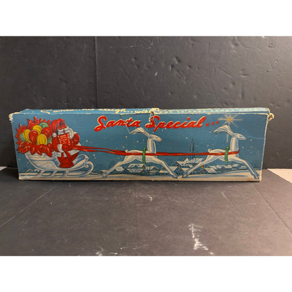 VTG 1950s E. ROSEN HARD PLASTIC SANTA SPECIAL REINDEER CANDY CONTAINER w BOX