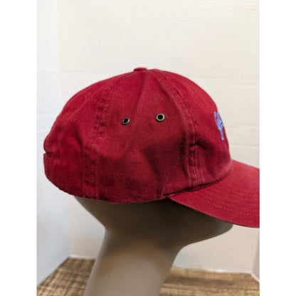 Vintage 1990s Gary's Island Red Strapback Baseball Cap Hat Retro Y2K