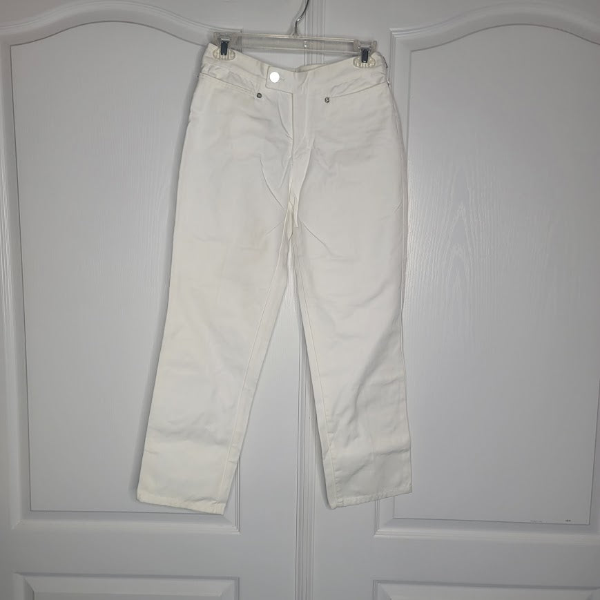 Vintage GUCCI Ankle white jeans green red belt detail EU 40 US 8 Silver Rivet