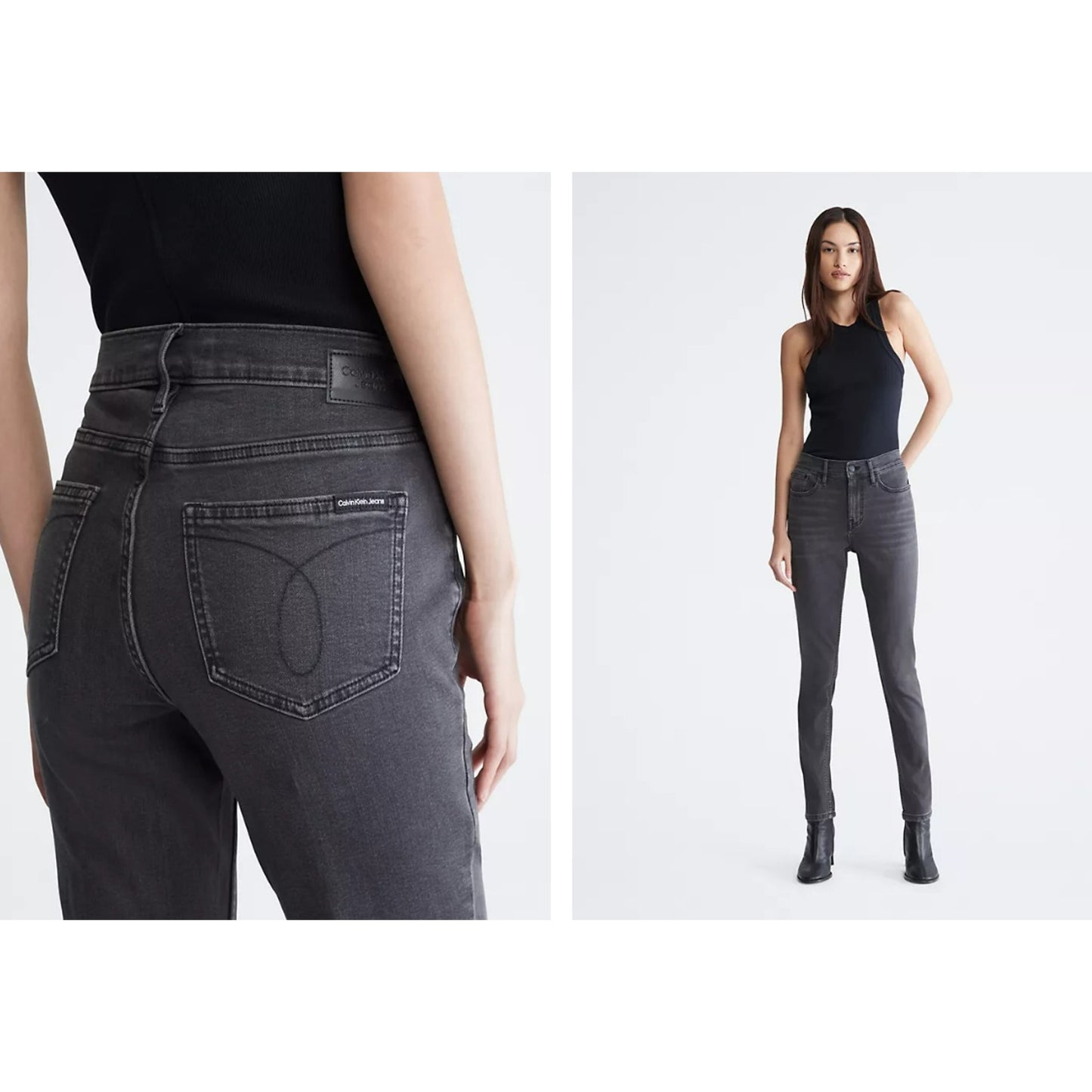 Calvin Klein Women's High Rise Skinny Ankle Length Jeans Size 29 Black/gray NWT