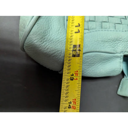 LONGABERGER So Rachel Clutch Woven Robin Egg Blue Leather Handbag Purse