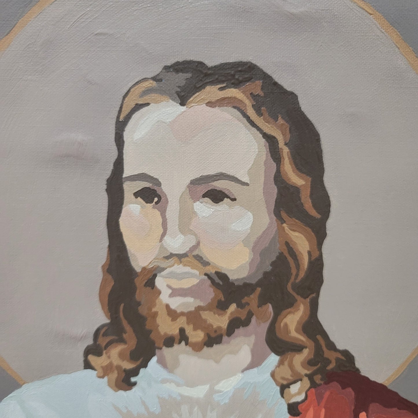 Vintage Paint by Numbers Jesus Christ Wood Framed Art Religious 14.5 X 18.5