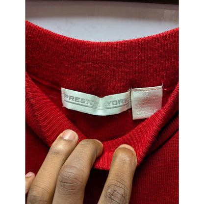 Vintage Preston & York Red Merino Wool Knit Midi Skirt Medium Academic Luxury