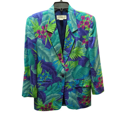 Vintage Liz Claiborne Tropical Hawaiian Floral Rayon Blazer Jacket 90s Vibrant