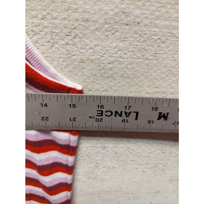 NWT Large Nordstrom Stripe V-neck Tank Top casual sleeveless summer red white